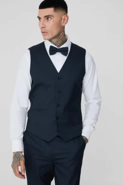 Cheap boohooMAN Tall Pinstripe Waistcoat navy