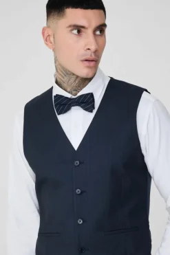 Cheap boohooMAN Tall Pinstripe Waistcoat navy