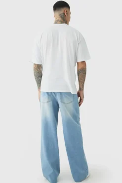 Sale boohooMAN Tall Official Lips Print Oversized T-shirt in white