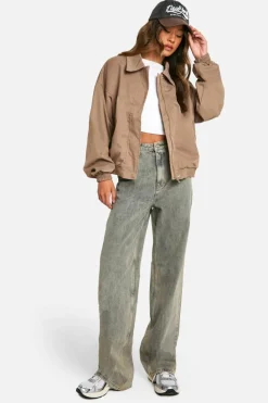 Best boohoo Tall Oversized Bomber Jacket camel