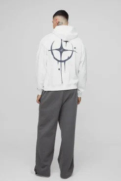 Flash Sale boohooMAN Tall Oversized Boxy Homme Graffiti Print Hoodie white