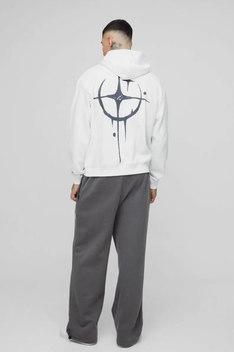 Flash Sale boohooMAN Tall Oversized Boxy Homme Graffiti Print Hoodie white