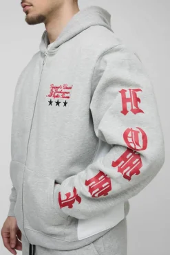 Fashion boohooMAN Tall Oversized Boxy Zip Up Homme Hoodie grey