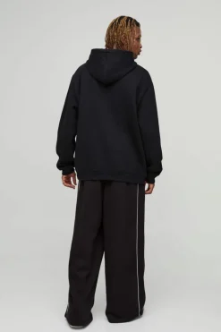 Best boohooMAN Tall Oversized Cold Hearted Puff Print Hoodie black