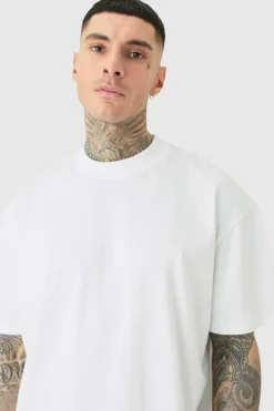 Best boohooMAN Tall Oversized Extended Neck T-shirt white