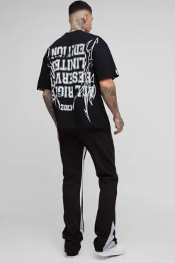 Cheap boohooMAN Tall Oversized Extended Neck MXII Large Scale Print T-Shirt black