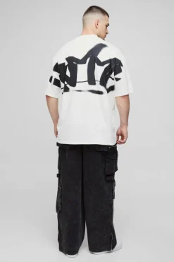 Flash Sale boohooMAN Tall Oversized Homme Graffiti Print Large Scale T-Shirt white