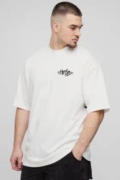 Flash Sale boohooMAN Tall Oversized Homme Graffiti Print Large Scale T-Shirt white