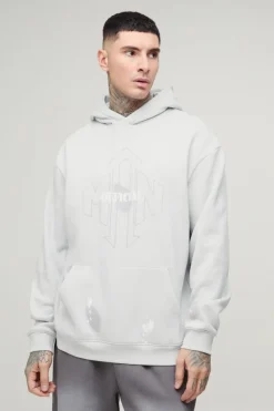 Best boohooMAN Tall Oversized Man Paint Splatter Hoodie grey