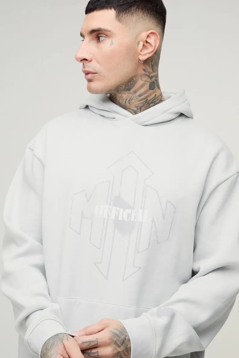 Best boohooMAN Tall Oversized Man Paint Splatter Hoodie grey