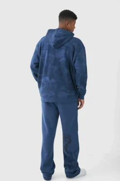 Fashion boohooMAN Tall Oversized Zip Thru Renaissance Print Hoodie navy