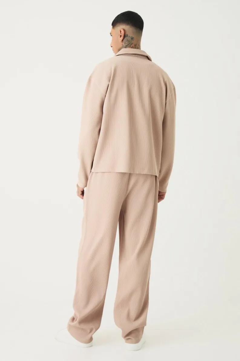 Clearance boohooMAN Tall Pleated Cargo Overshirt taupe