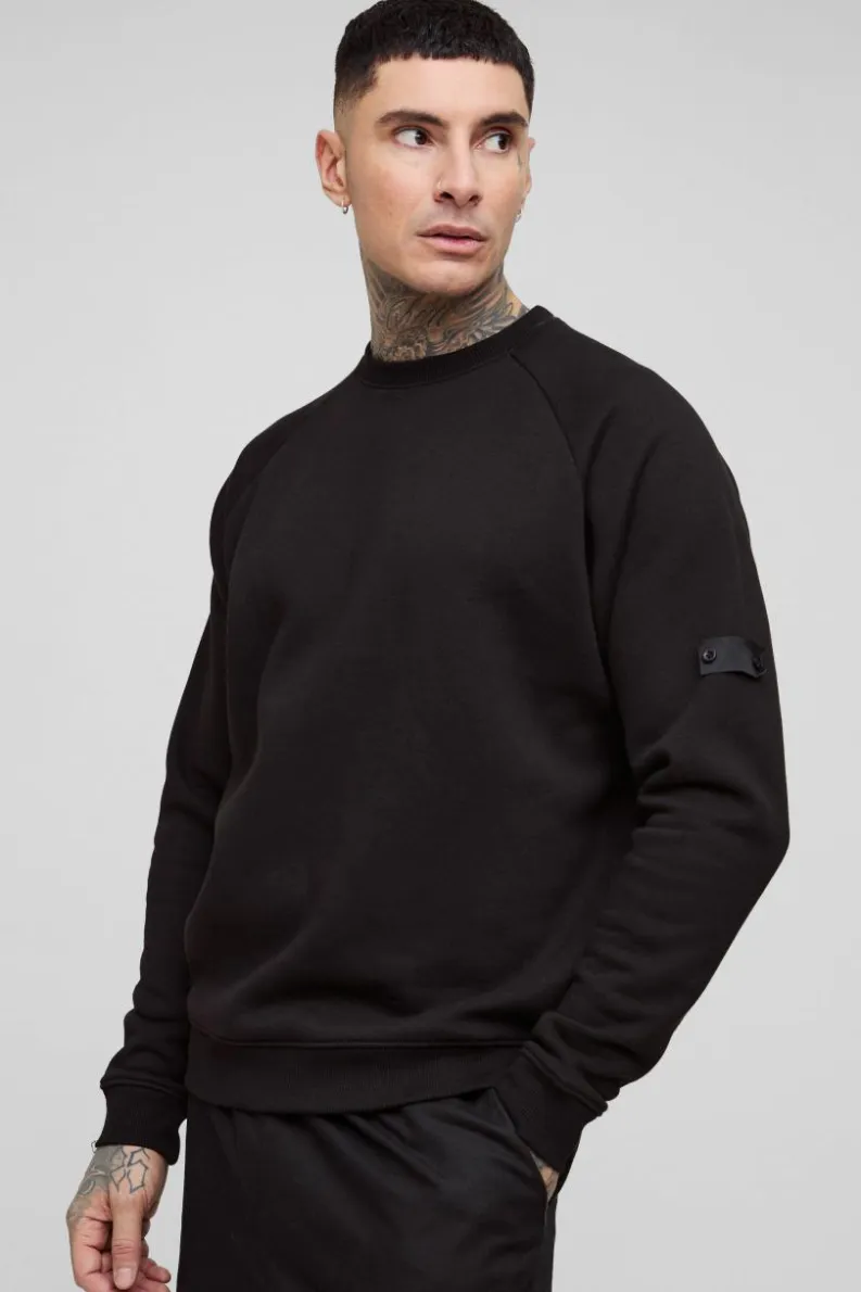 Flash Sale boohooMAN Tall Raglan Jersey Sweater black