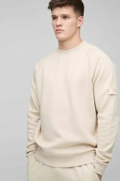 Cheap boohooMAN Tall Raglan Sweater stone