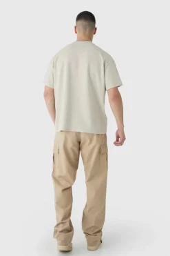 Discount boohooMAN Tall Relaxed Fit Cargo Trousers stone