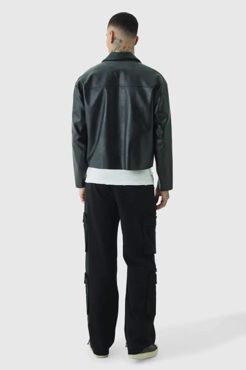 Online boohooMAN Tall Relaxed Fit Distressed Cargo Trousers black