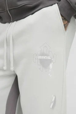 Best boohooMAN Tall Relaxed Man Paint Splatter Flare Jogger grey