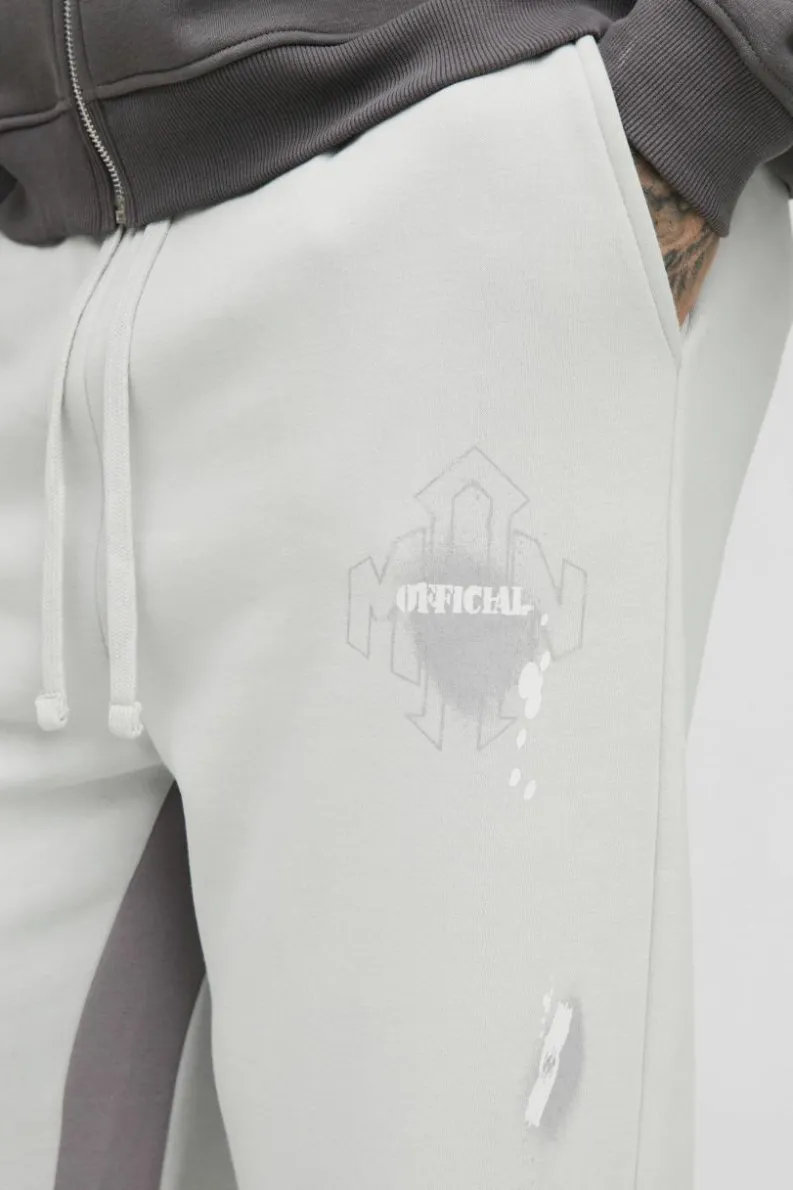 Best boohooMAN Tall Relaxed Man Paint Splatter Flare Jogger grey