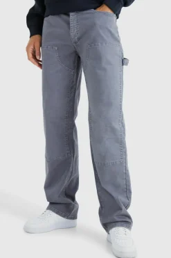 Hot boohooMAN Tall Relaxed Overdye Carpenter Trouser charcoal