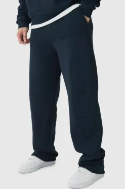 Best Sale boohooMAN Tall Relaxed Worldwide Embossed Jogger navy