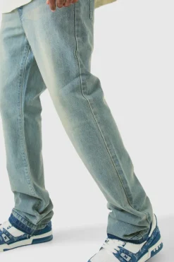 Flash Sale boohooMAN Tall Rigid Flare Jeans antique blue