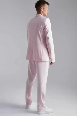 Best Sale boohooMAN Tall Single Breasted Slim Linen Suit Jacket light pink