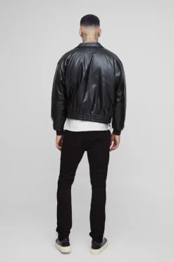 Discount boohooMAN Tall Skinny Biker Panel Jeans in true black
