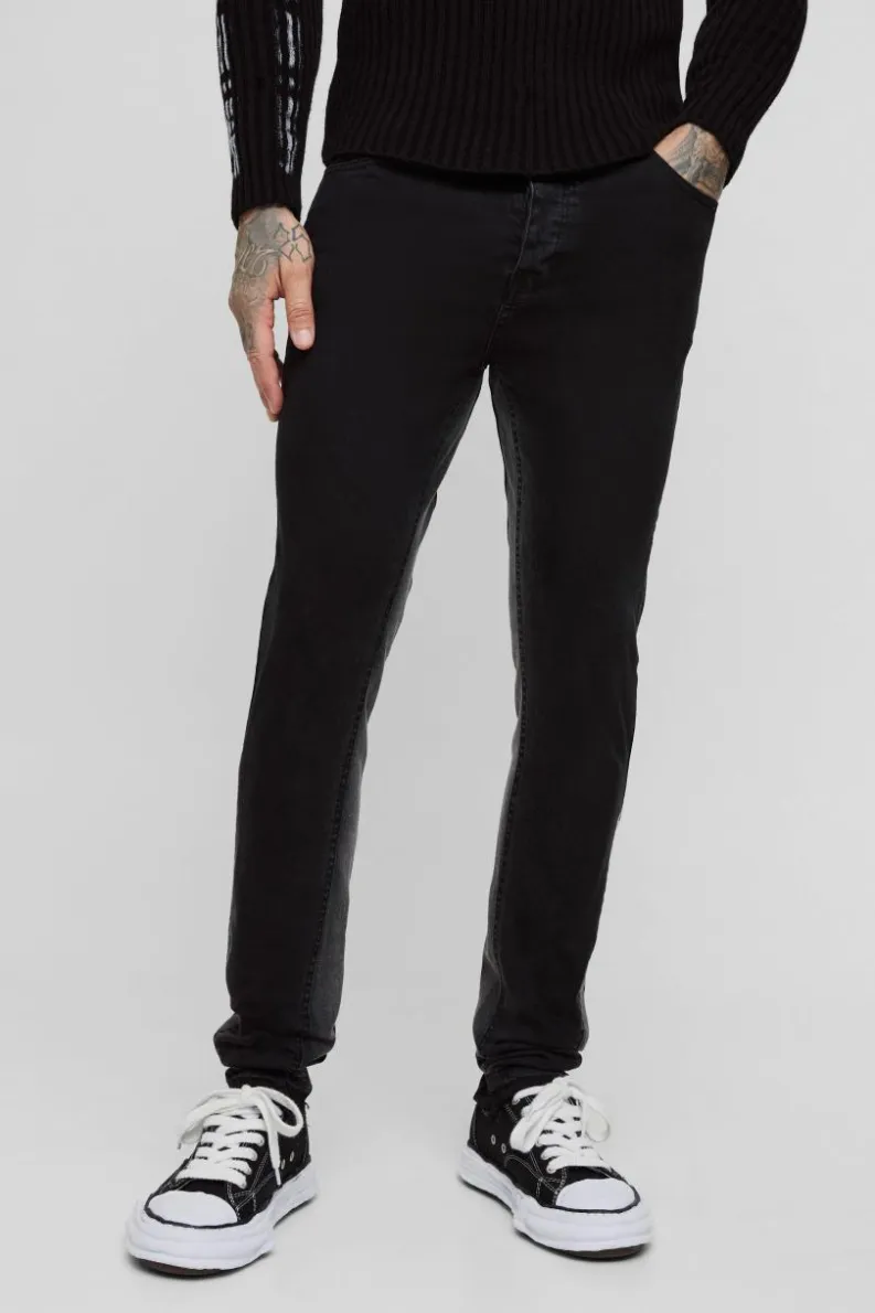 Best boohooMAN Tall Skinny Fit Contrast Gusset Trousers washed black