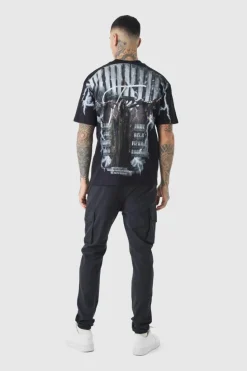 Best boohooMAN Tall Skinny Fit Elasticated Waist Cuffed Cargo Trousers black