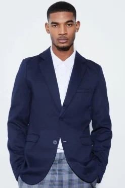 Outlet boohooMAN Tall Skinny Fit Single Breasted Jersey Blazer navy