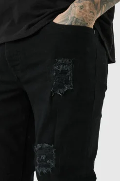 Flash Sale boohooMAN Tall Skinny Stretch Rip And Repair Jeans true black
