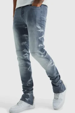 Best boohooMAN Tall Skinny Stretch Stacked Zip Hem Jeans mid grey