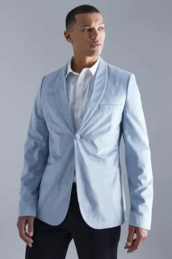 Outlet boohooMAN Tall Skinny Velour Blazer grey