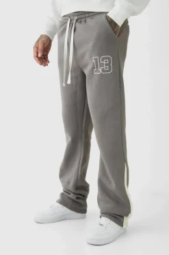 Best boohooMAN Tall Slim Flared Varsity Gusset Jogger grey