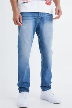 Cheap boohooMAN Tall Slim Rigid Jeans mid blue