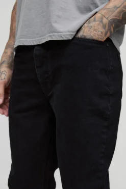 Store boohooMAN Tall Slim Rigid Jeans true black
