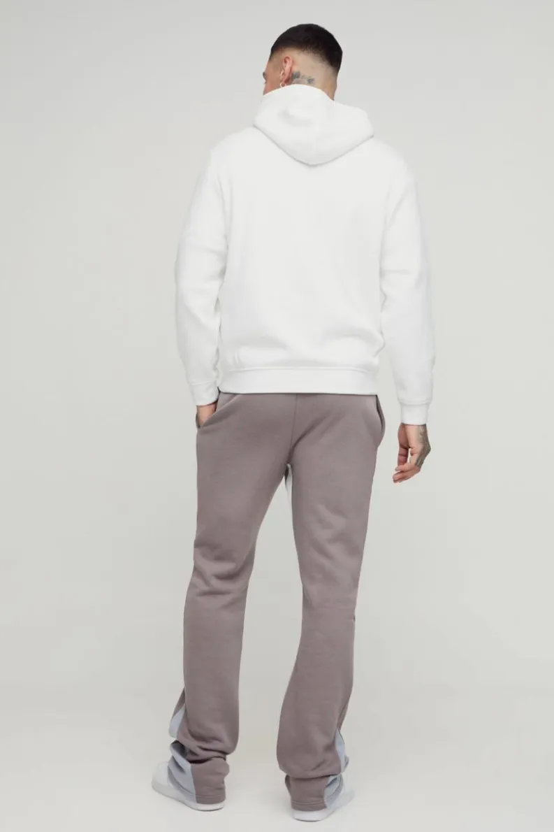 Cheap boohooMAN Tall Slim Stacked Flare Jogger With Gusset Panel grey