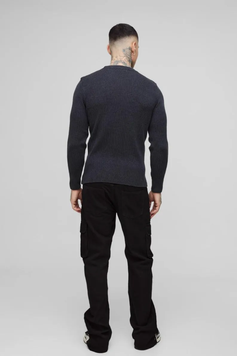 Sale boohooMAN Tall Straight Fit Rip & Repair Popper Hem Cargo Jeans black