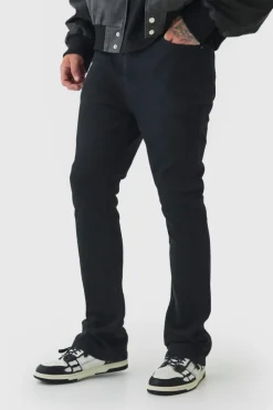 Sale boohooMAN Tall Stretch Denim Flared Jeans true black
