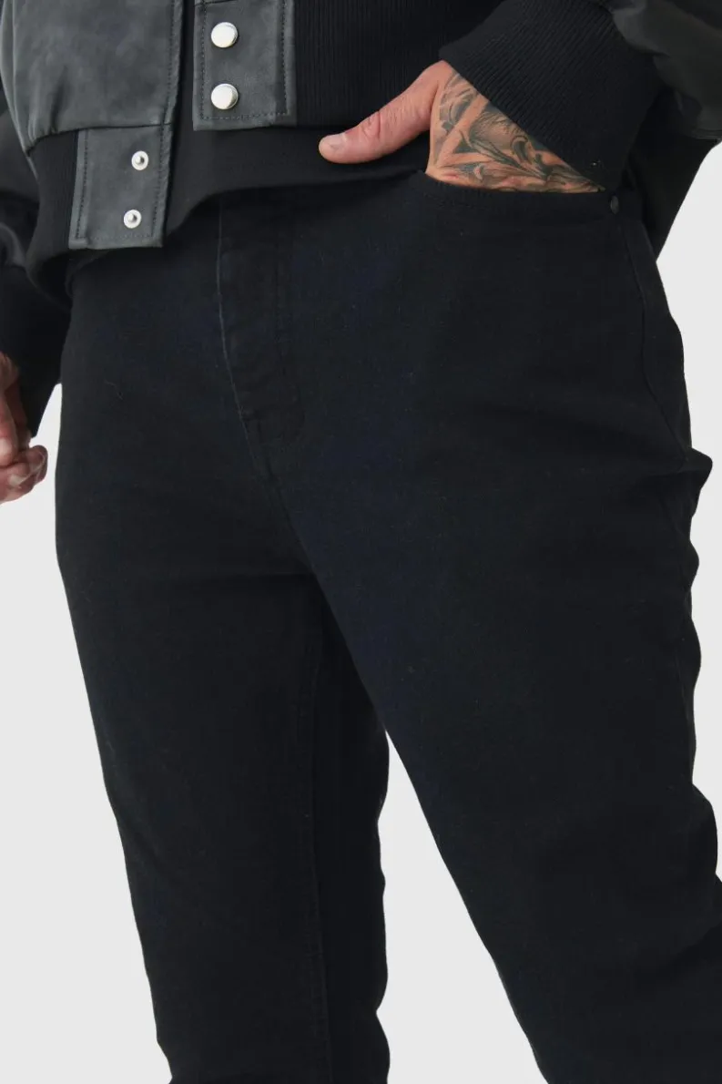 Sale boohooMAN Tall Stretch Denim Flared Jeans true black