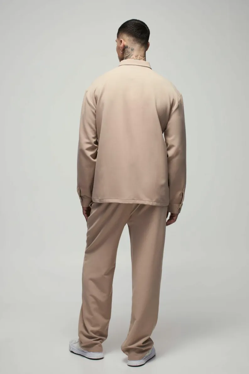 Best Sale boohooMAN Tall Stretch Woven Relaxed Fit Trousers stone