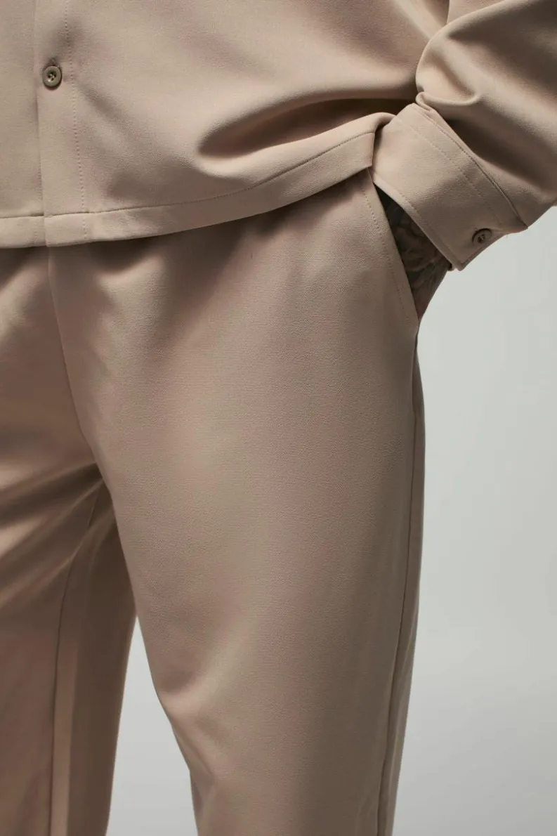 Best Sale boohooMAN Tall Stretch Woven Relaxed Fit Trousers stone