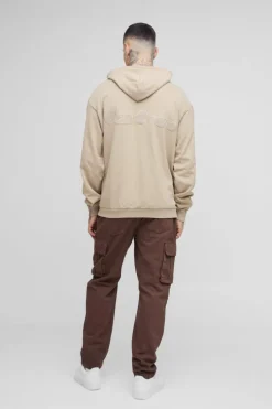 Outlet boohooMAN Tall Tapered Fit Cargo Trousers in chocolate