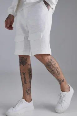 Flash Sale boohooMAN Tall Textured Cotton Jacquard Smart Hooded Jacket white