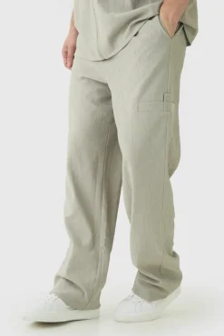 Best boohooMAN Tall Textured Tailored Trousers grey