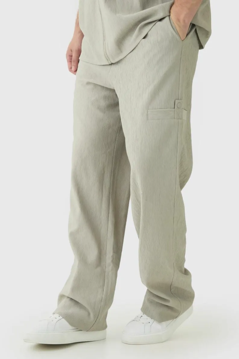 Best boohooMAN Tall Textured Tailored Trousers grey