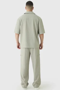 Best boohooMAN Tall Textured Tailored Trousers grey
