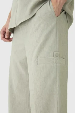 Best boohooMAN Tall Textured Tailored Trousers grey