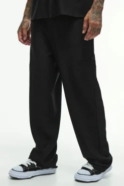 New boohooMAN Tall Textured Tailored Trousers black