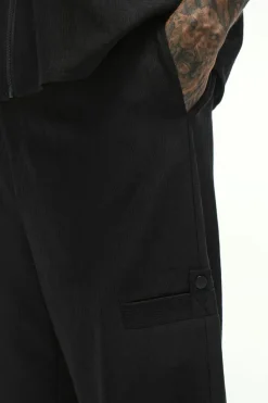 New boohooMAN Tall Textured Tailored Trousers black